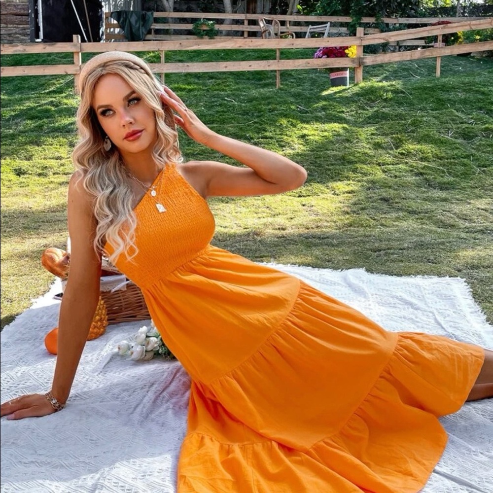 Orange Dress, One Shoulder!